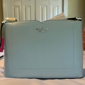 Kate Spade Frosty Sky Blue Crossbody Pebbled Leather Bag